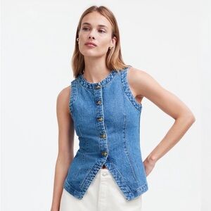 Madewell Denim Button-Up Vest in Java Wash